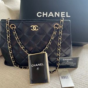 SOLD Authentic vintage Chanel tote with box, tag, card and dustbag